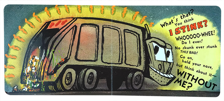 英文原版istinkboardbook垃圾车来了儿童启蒙纸板书养成不乱扔垃圾的