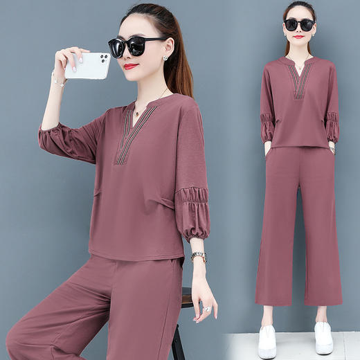 AHM-lll385夏季显瘦显高大码宽松时尚洋气阔腿裤潮流休闲两件套ZXH 商品图0