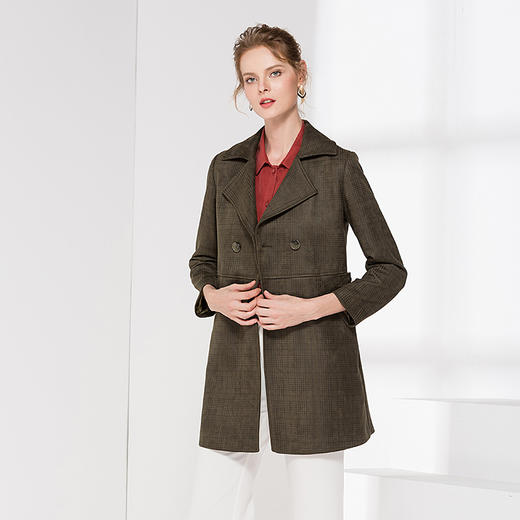 佐尔美春秋季新品潮流格纹宽松中长款女士风衣外套E83FZ18 商品图1