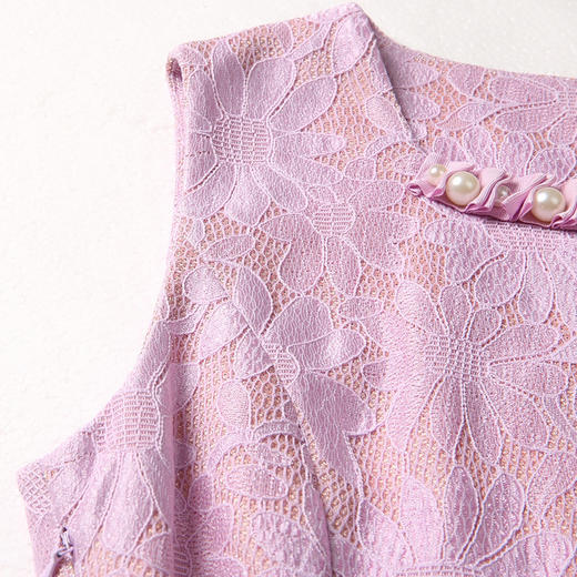 佐尔美新品年中女装纯色暗花休闲修身显瘦无袖连衣裙中裙E61LL13 商品图2