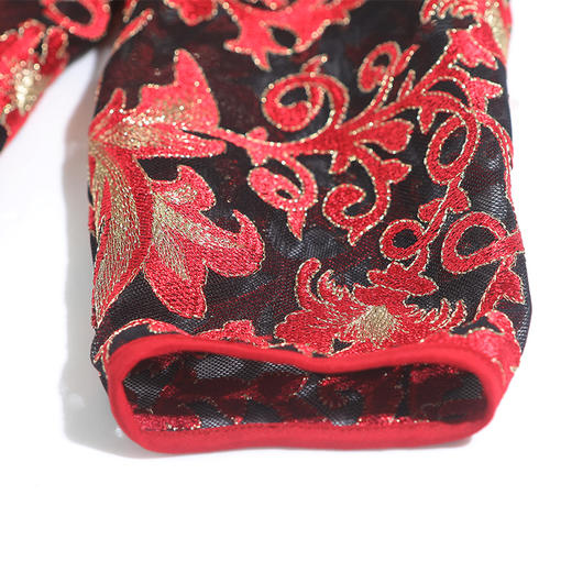 佐尔美春秋季新款复古气质喜庆妈妈装优雅女士连衣裙E91LL13 商品图2