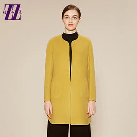 佐尔美新品冬季女装羊毛呢女士大衣纯色上衣外套英伦风E64SM23