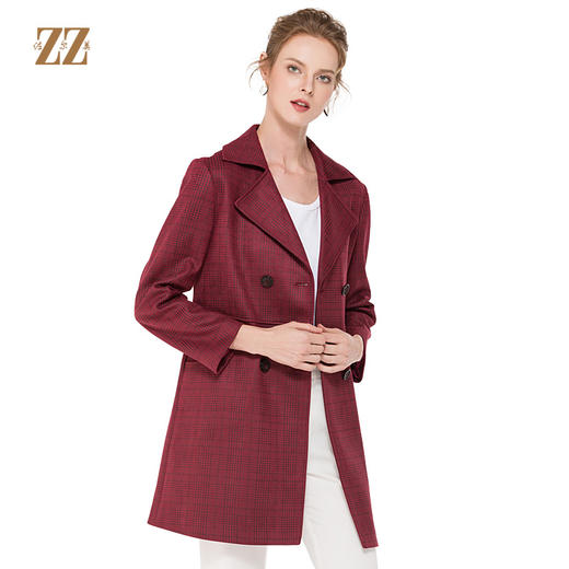 佐尔美春秋季新品潮流格纹宽松中长款女士风衣外套E83FZ18 商品图0