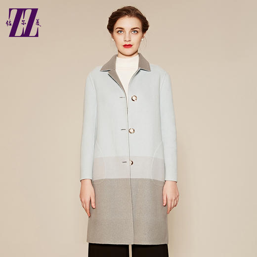 佐尔美新款羊毛双面毛呢女英伦开衫拼接修身上衣外套女E64SM22 商品图1