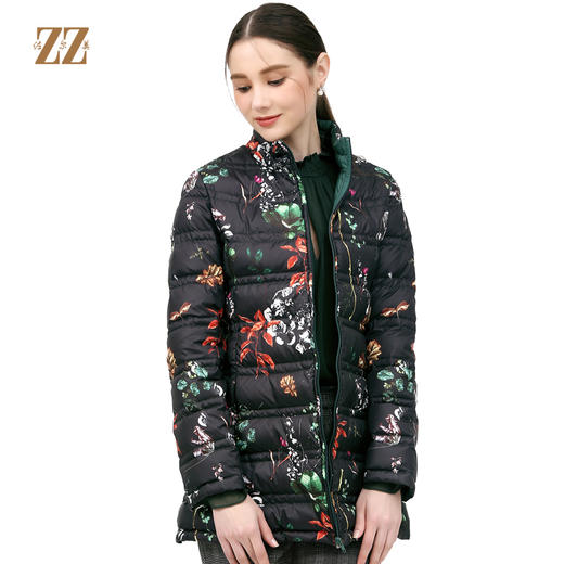 佐尔美冬季女装印花百搭修身显瘦休闲羽绒服外套E74YY07 商品图0