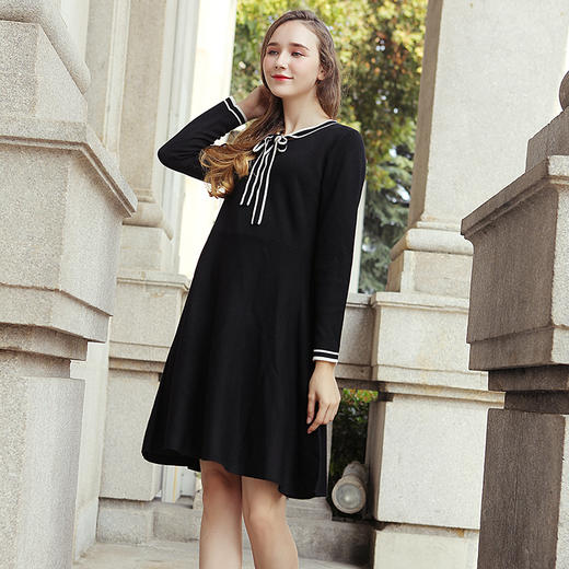 佐尔美新品冬季宽松中长款毛衣裙针织打底连衣裙女长袖E84MS02 商品图1