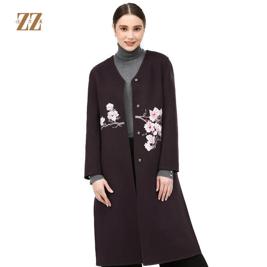 佐尔美冬季女装纯色百搭修身显瘦双面呢羊毛大衣外套E74SM20 商品图0