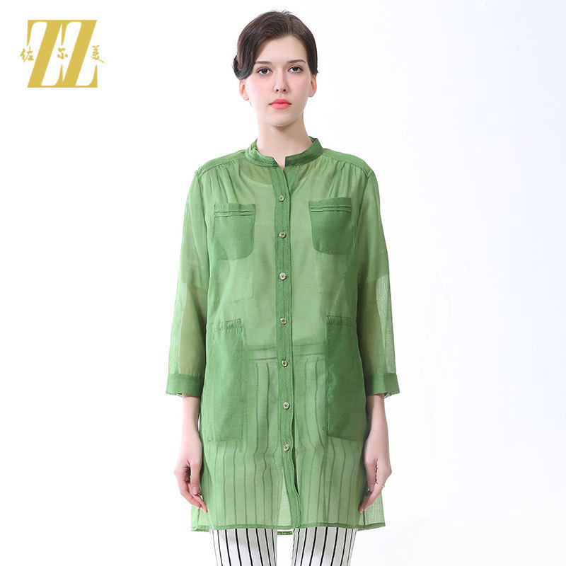 佐尔美新品春秋秋新款风衣女中长款气质薄款外套圆领中袖E61FZ34