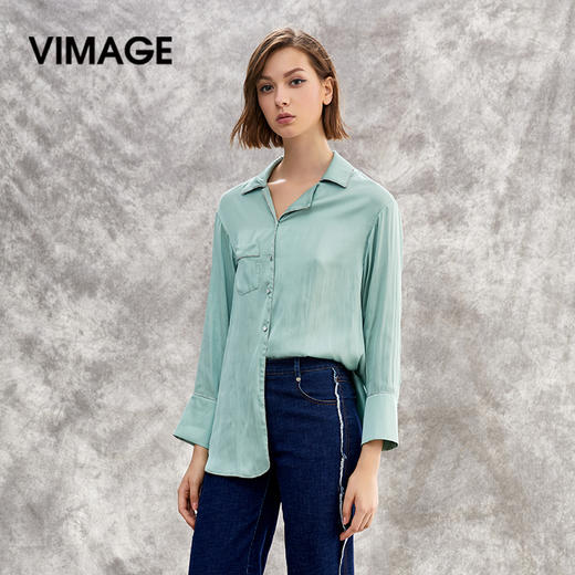 VIMAGE纬漫纪新款简约时尚气质干练衬衫女春衬衣女上衣V1309921 商品图0