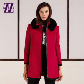 佐尔美新品春秋秋冬季毛呢外套女呢子大衣中长款羊毛E44ZH79