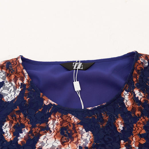 佐尔美秋季女装新品碎花蕾丝修身收腰显瘦中袖连衣裙E73LL17 商品图2