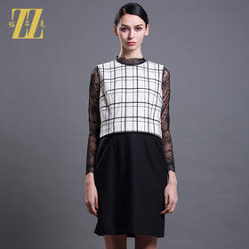 佐尔美春秋季新款大码女装修身显瘦羊毛无袖背心裙连衣裙E54LL15