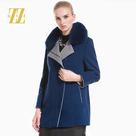 佐尔美冬款新品羊毛大衣女中长款毛领毛呢外套E44ZH68