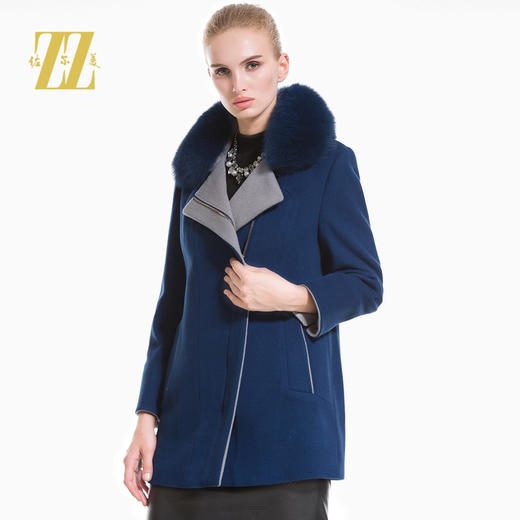 佐尔美冬款新品羊毛大衣女中长款毛领毛呢外套E44ZH68 商品图0