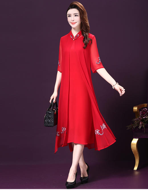 WXY-18175新款时尚两件套大码重磅桑蚕丝真丝连衣裙 商品图2