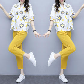 XFFS-3381新款上衣九分裤洋气减龄时尚套装