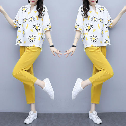 XFFS-3381新款上衣九分裤洋气减龄时尚套装 商品图0