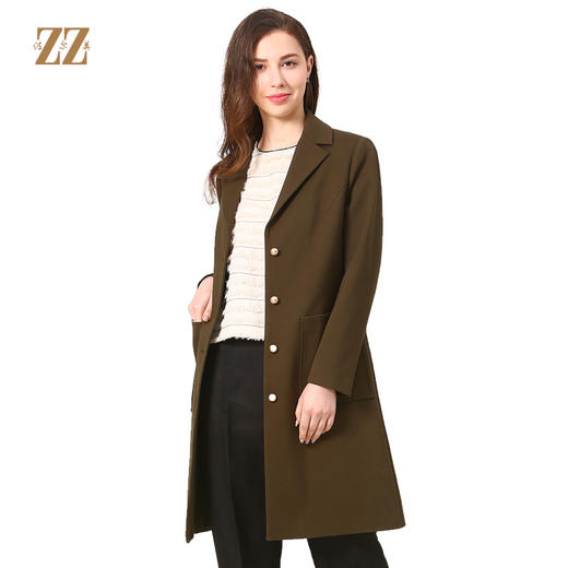 佐尔美新品春秋季新款纯色简约百搭修身中老年女士风衣E73FZ02 商品图0