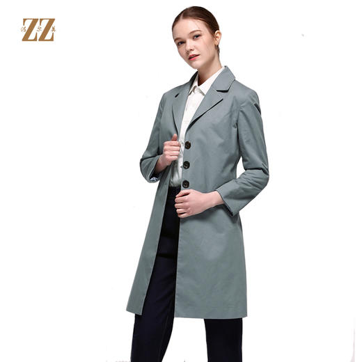 佐尔美春秋女装纯色修身显瘦中长OL风小西装外套风衣E71FZ18 商品图0