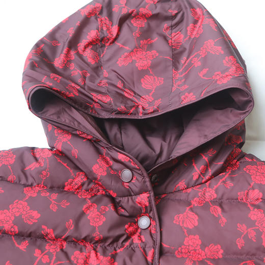 佐尔美冬季新款双穿长款复古印花连帽羽绒服E94YY09 商品图1