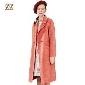 佐尔美新品秋冬新品 时尚简约纯色中老年羊毛双面呢大衣E84SM04
