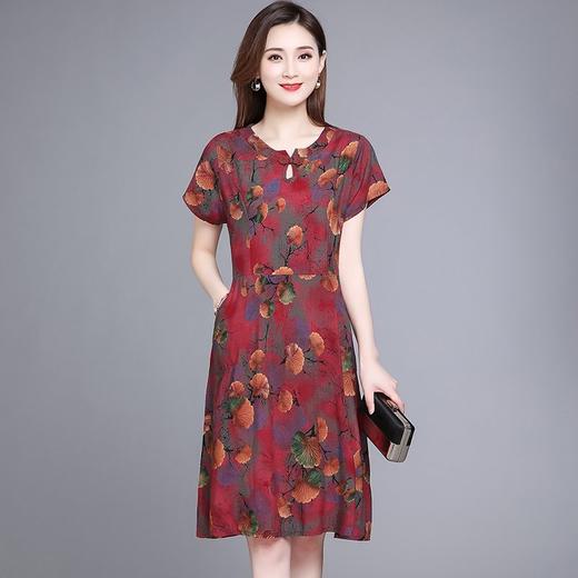 MQ-XFR2688夏季新款显瘦大码绵绸印花连衣裙YY 商品图0