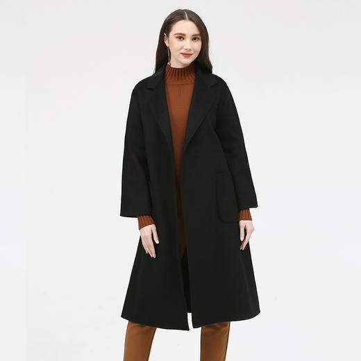 佐尔美冬季女装纯色百搭修身显瘦双面羊毛呢大衣外套E74SM10 商品图1