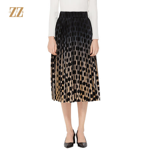 佐尔美秋季新品女士气质波点渐变中长过膝中年半身裙E83QC34 商品图0