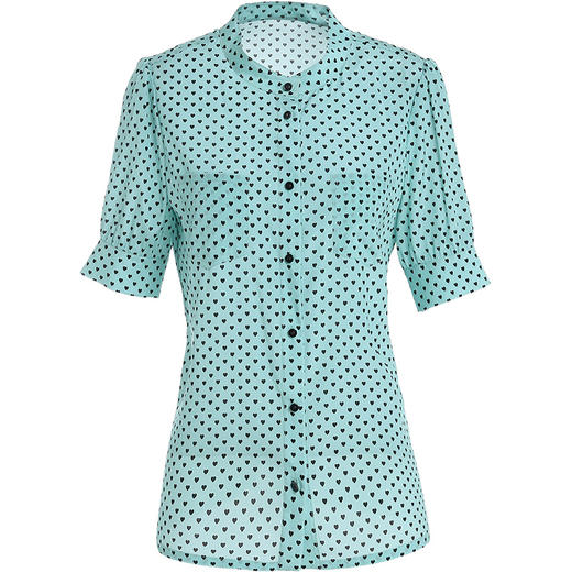 乔万尼夏季新款真丝衬衫印花宽松桑蚕丝上衣五分袖ES2C196 商品图4