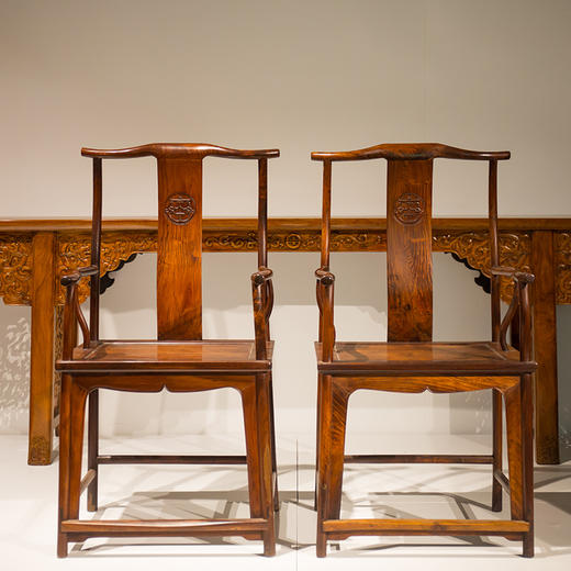 黄花梨螭龙捧寿四出头官帽椅(成对) - 明清家具研习社