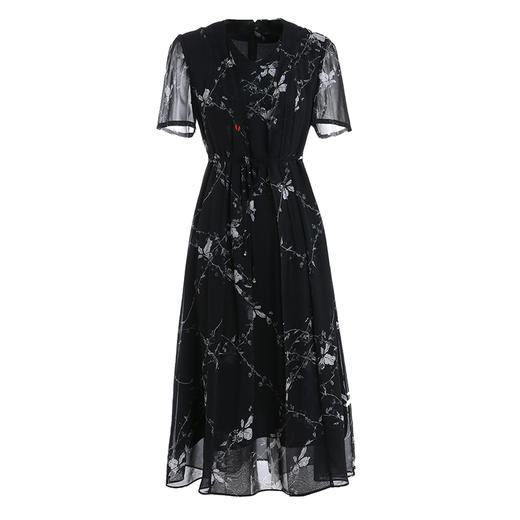 乔万尼桑蚕丝连衣裙女新款夏时尚气质真丝长裙过膝ES2E130 商品图4