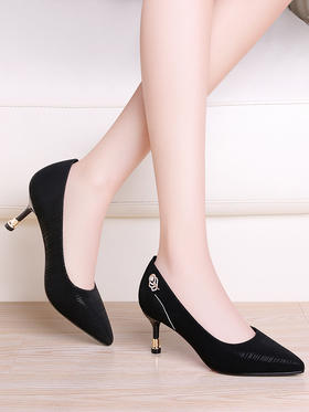 AG-9285FA黑色高跟鞋新款细跟配旗袍的职业工作鞋四季单鞋