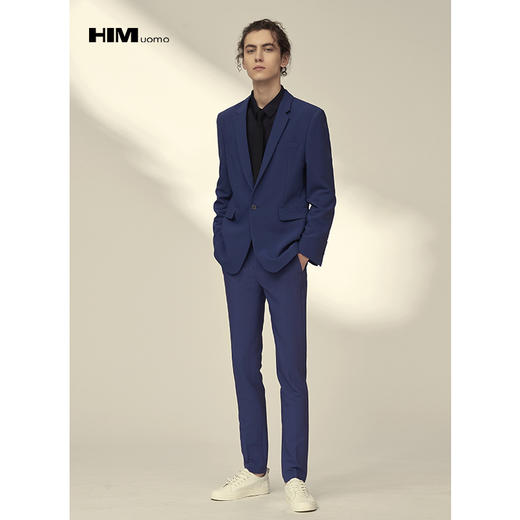 HIM西服 男潮流修身商务微弹正洋气品牌高档帅气英伦风秋冬季 商品图1