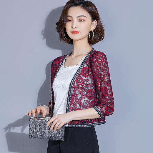 KQL-E001M8005新款气质修身蕾丝镂空小披肩外套 商品图4