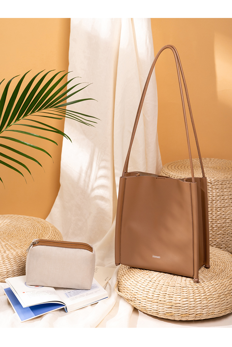 茵曼2020春季新款日式通勤包大容量简约托特包单肩包女士手提包包