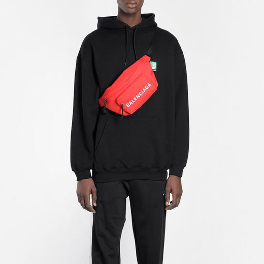 balenciaga巴黎世家20春夏男装服装棉质logo印花连帽休闲男士卫衣黑色