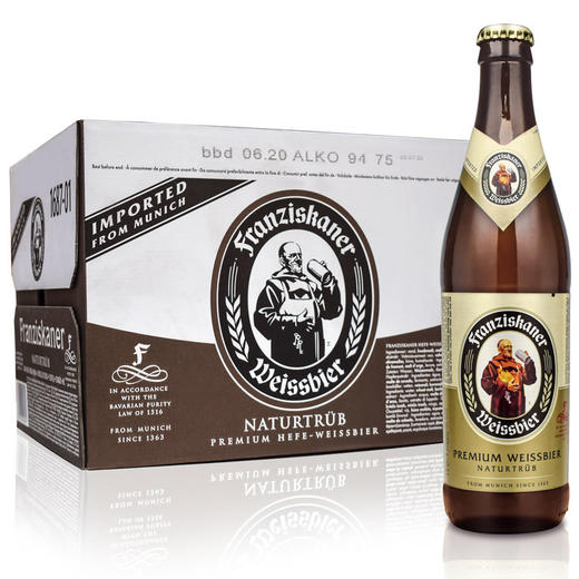 百威啤酒范佳乐450ml12瓶1175度德国慕尼黑教士白啤酒