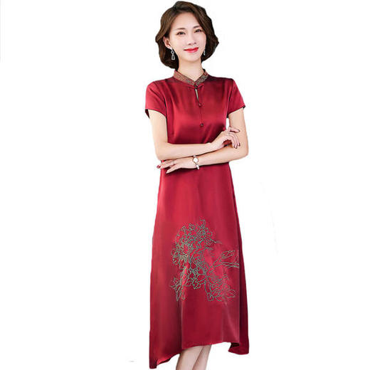 XN-8033立领刺绣桑蚕丝真丝连衣裙 商品图2