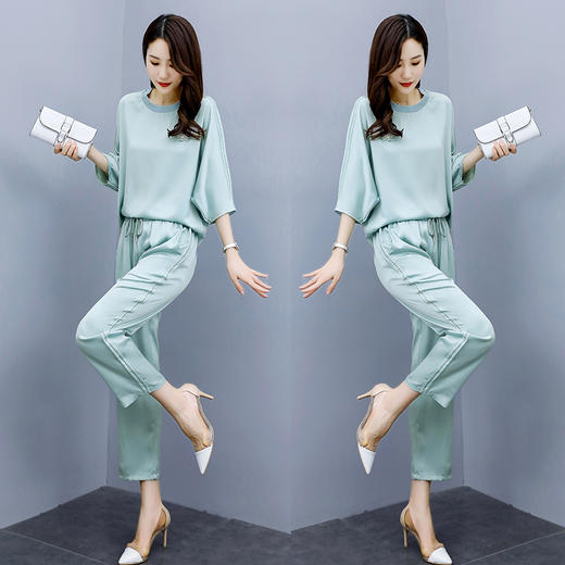 WZNH-TZL2012中袖个性宽松百搭减龄通勤两件套 商品图1