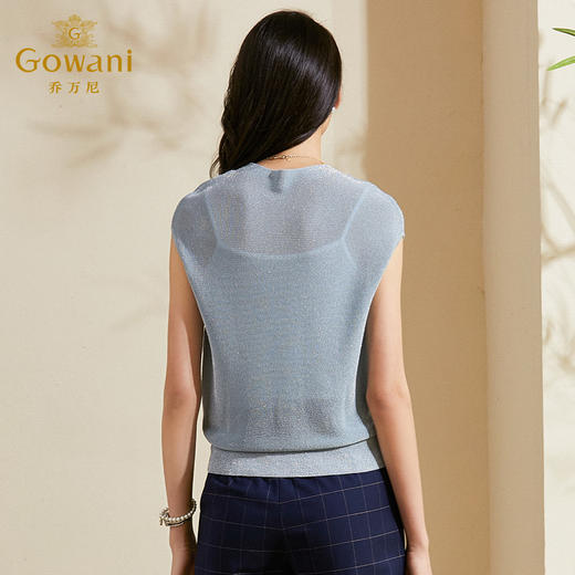 乔万尼针织衫夏季新款短袖薄款套头上衣简约流行纯色ES1M010 商品图2