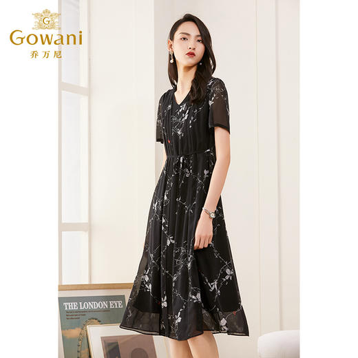 乔万尼桑蚕丝连衣裙女新款夏时尚气质真丝长裙过膝ES2E130 商品图1