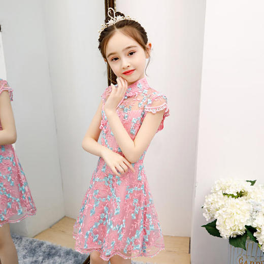 GY-80128中国风中大童民修身旗袍裙 商品图1