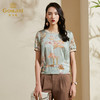 乔万尼新款夏真丝衬衫女流行气质显瘦短袖印花桑蚕丝上衣ES2C195 商品缩略图2