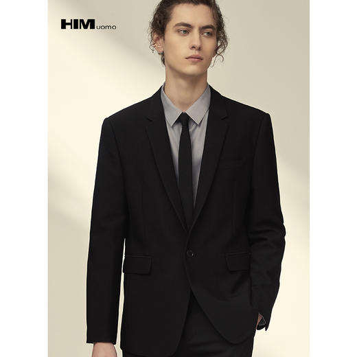 HIM西服 男潮流修身商务微弹正洋气品牌高档帅气英伦风秋冬季 商品图2