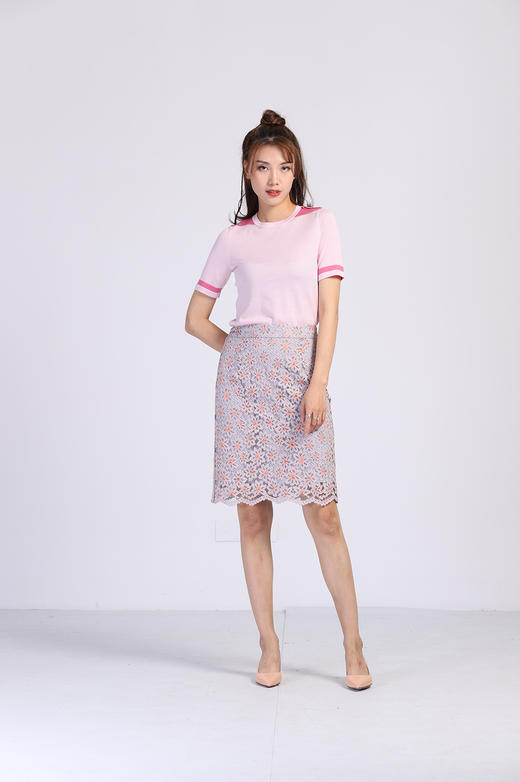 【SM】【水深蕾丝半裙】臣禾【织带拼接】半身裙9201031247【奥莱】 商品图3