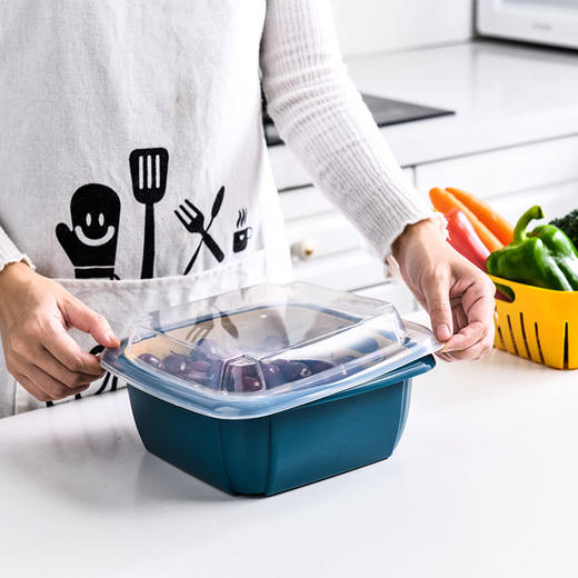 【团购特惠】双层撞色沥水保鲜盒 多功能家用冰箱收纳 厨房蔬菜水果沥水篮 商品图8