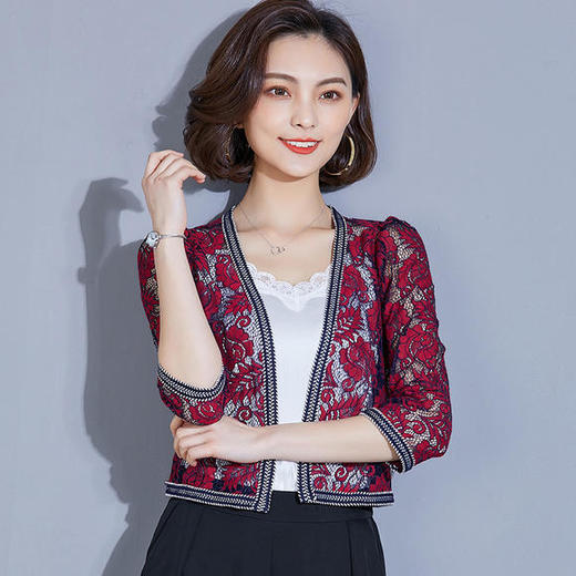 KQL-E001M8005新款气质修身蕾丝镂空小披肩外套 商品图1