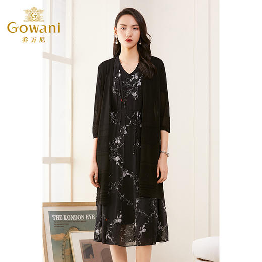 乔万尼桑蚕丝连衣裙女新款夏时尚气质真丝长裙过膝ES2E130 商品图2