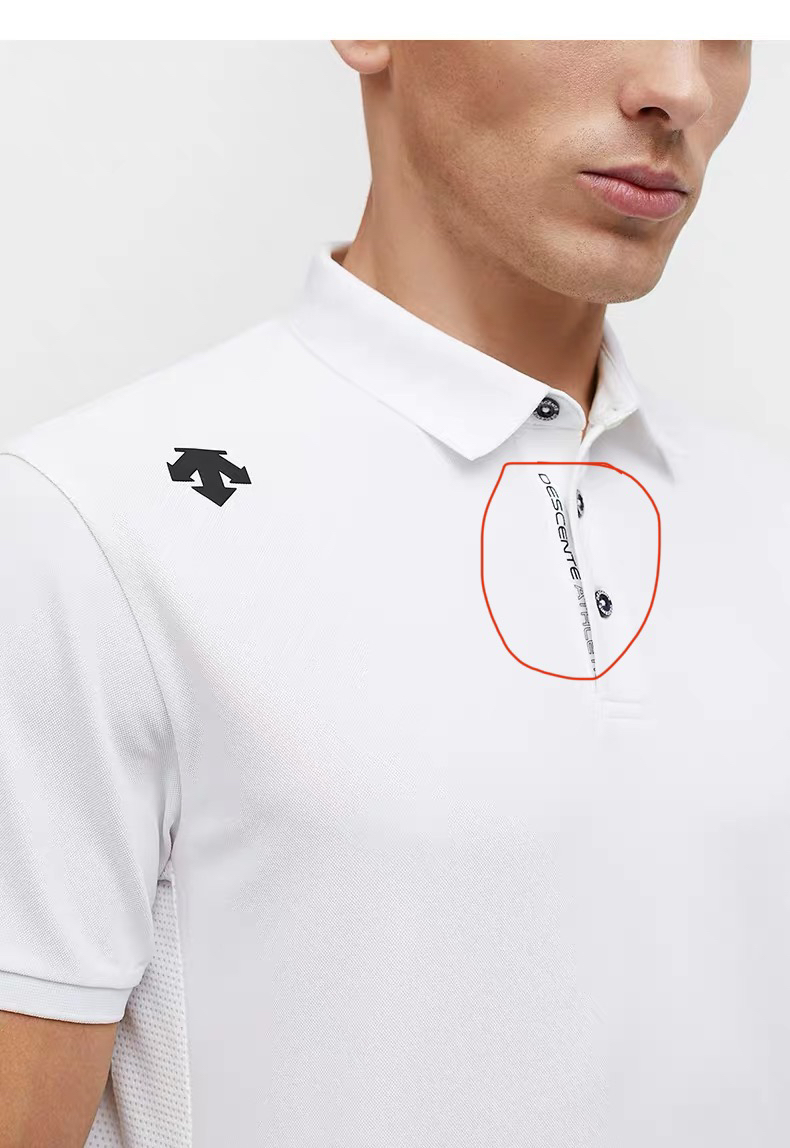 迪桑特descente 高科技tough珠地面料拼接短袖polo
