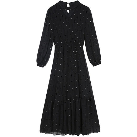 WZNH-SMYZ1915-1V领长袖收腰纯色优雅时尚连衣裙 商品图3